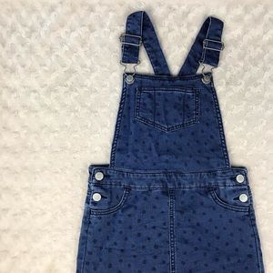 Cat & Jack Denim Jumper Dress Blue Polka Dots